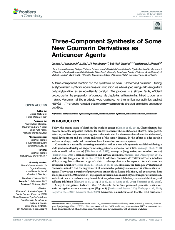 (PDF) Three-Component Synthesis of Some New Coumarin Derivatives as ...