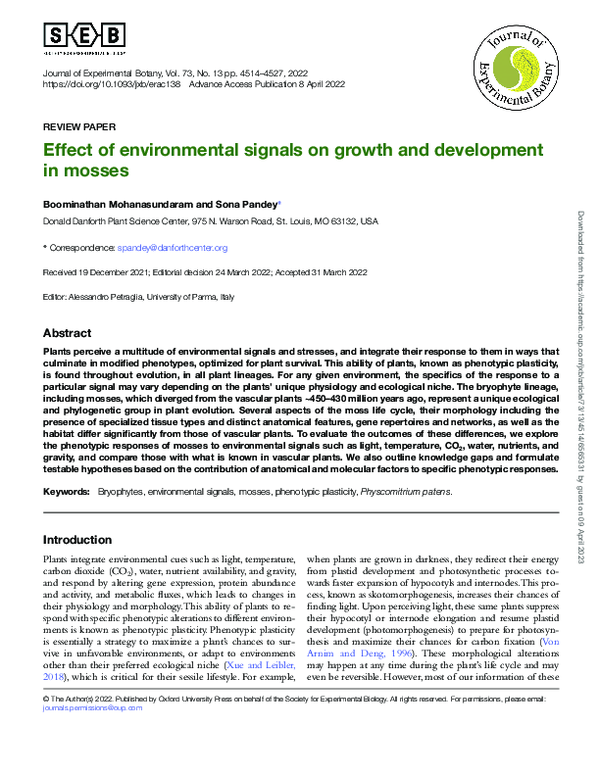 (PDF) Effect of environmental signals on growth and development in mosses
