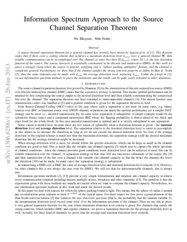 Information spectrum approach to the source channel separation theorem