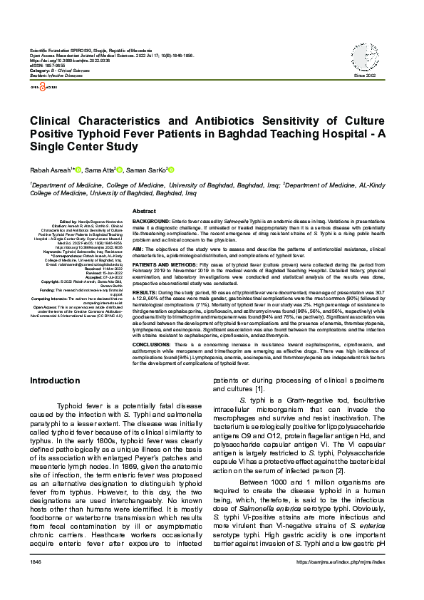 (PDF) Clinical Characteristics and Antibiotics Sensitivity of Culture ...