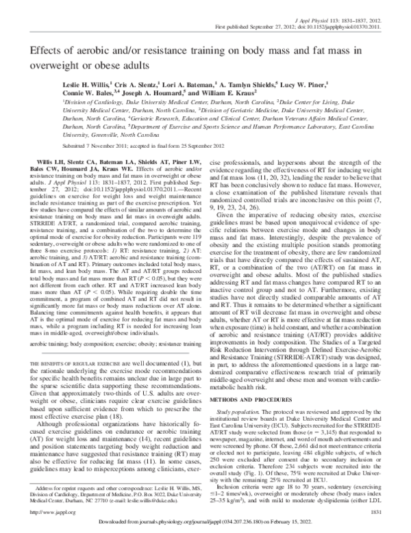 (PDF) Effects of aerobic and/or resistance training on body mass and ...
