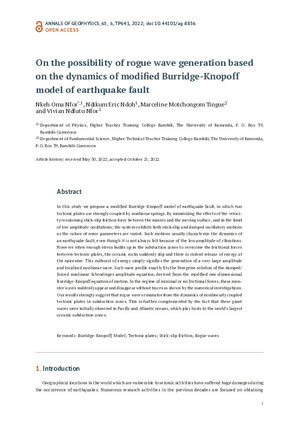 (PDF) On the possibility of rogue wave generation based on the dynamics ...