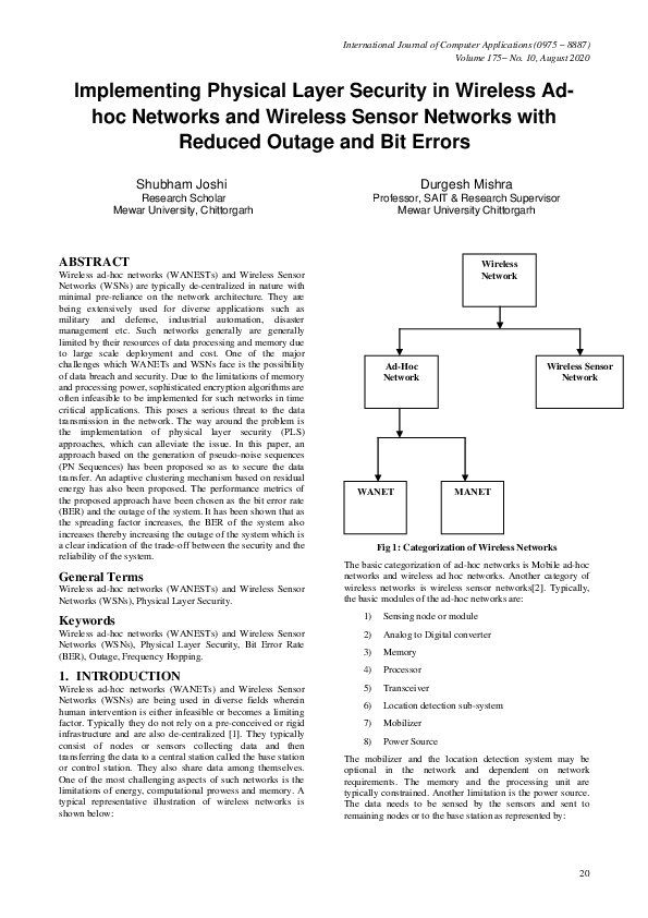 (PDF) Implementing Physical Layer Security in Wireless Ad-hoc Networks ...