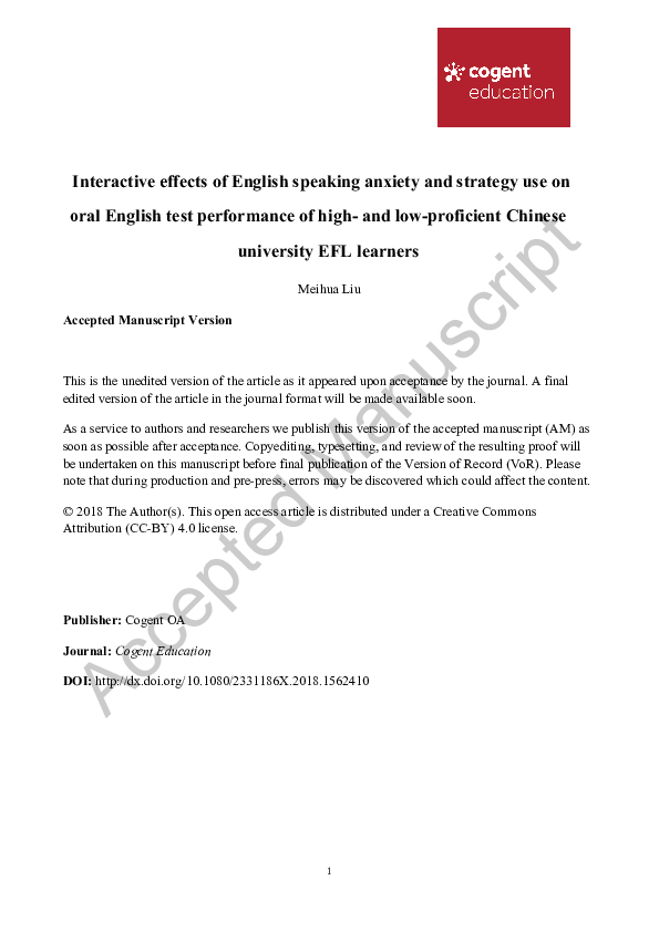 (PDF) Interactive effects of English-speaking anxiety and strategy use ...