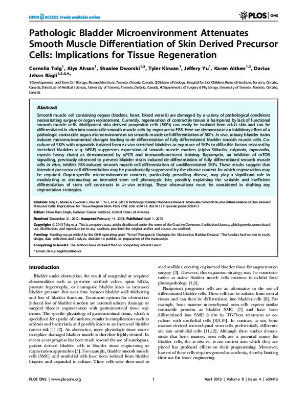 (PDF) Pathologic bladder microenvironment attenuates smooth muscle