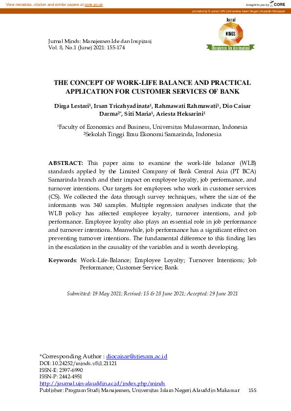 (PDF) The Concept of Work-Life Balance and Practical Application for ...