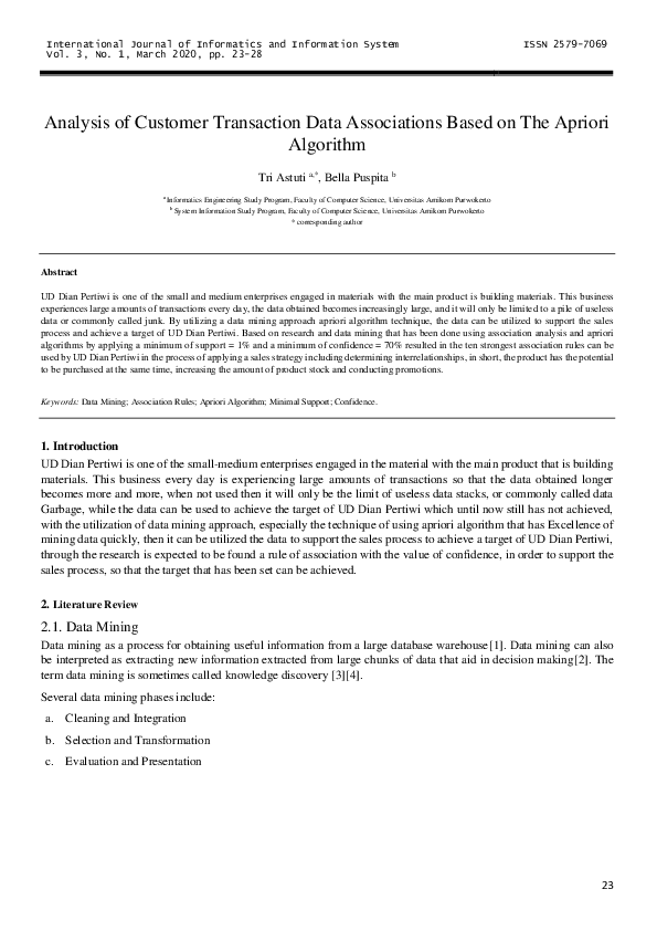 (PDF) Analysis of Customer Transaction Data Associations Based on The ...