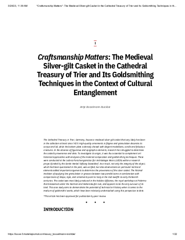 (PDF) BosselmannRuickbie, Antje Craftsmanship Matters The Medieval