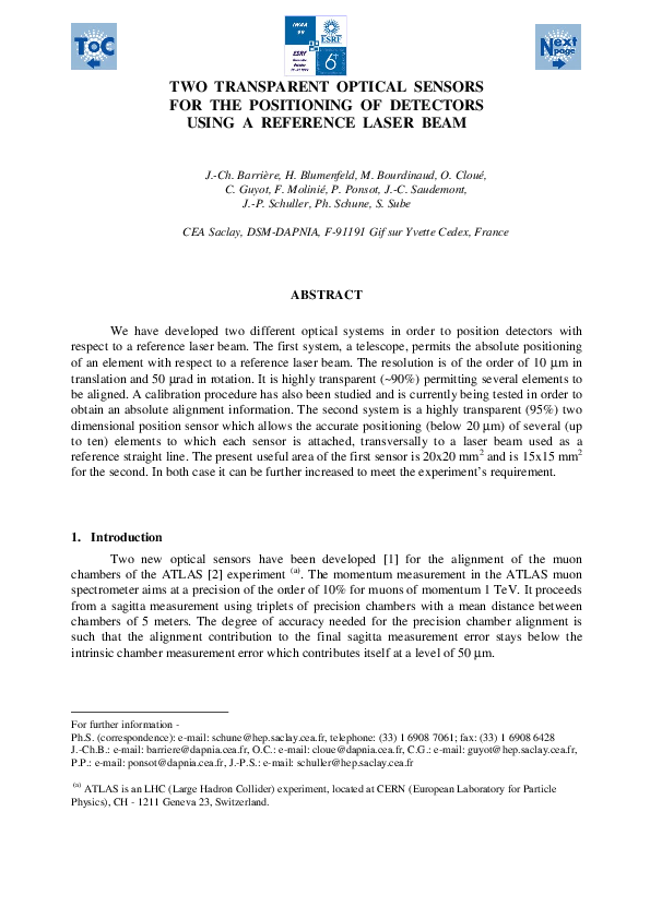 (PDF) Two transparent optical sensors for the positioning of detectors ...