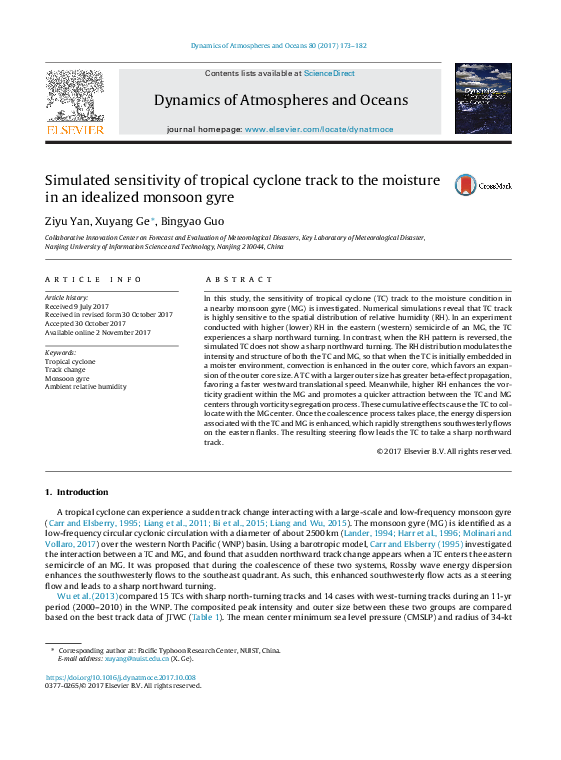 (PDF) Simulated sensitivity of tropical cyclone track to the moisture ...
