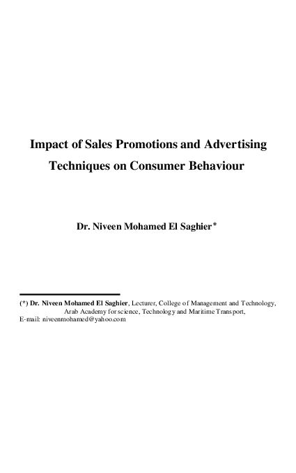 (PDF) Impact of Sales Promotions and Advertising Techniques on Consumer ...