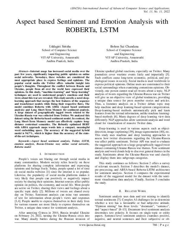 (PDF) Aspect based Sentiment & Emotion Analysis with ROBERTa, LSTM