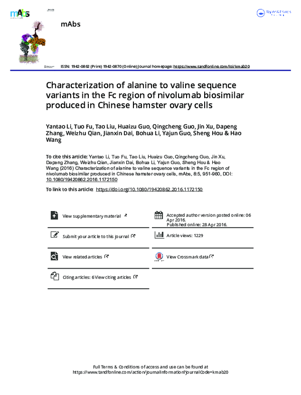 (PDF) Characterization of alanine to valine sequence variants in the Fc ...