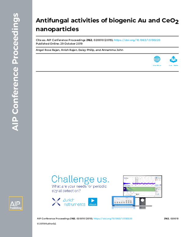 (PDF) Antifungal activities of biogenic Au and CeO2 nanoparticles ...