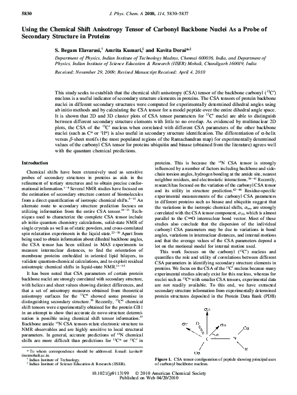 (PDF) Using the Chemical Shift Anisotropy Tensor of Carbonyl Backbone ...