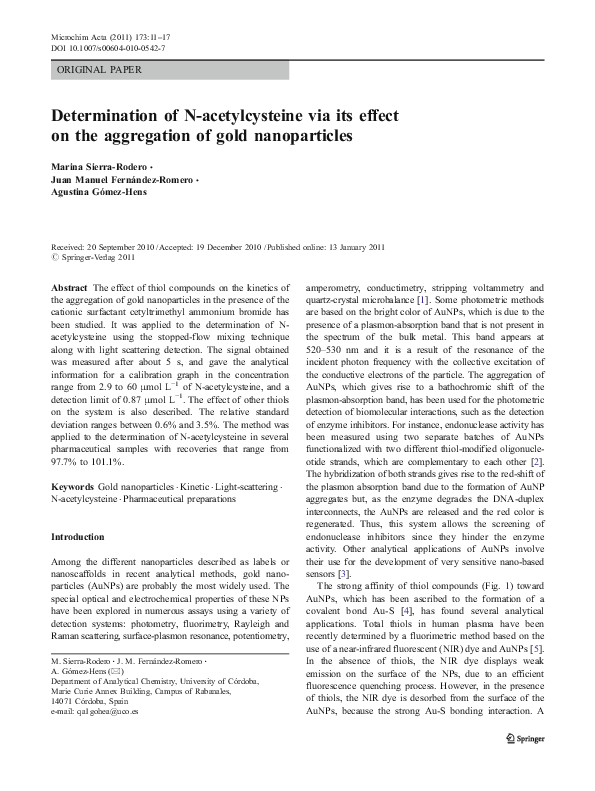 (PDF) Determination of N-acetylcysteine via its effect on the ...