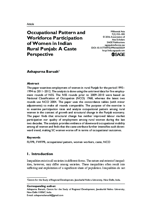 (PDF) Occupational Pattern and Workforce Participation of Women in ...