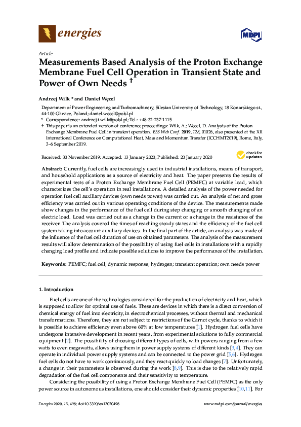 (PDF) Measurements Based Analysis of the Proton Exchange Membrane Fuel ...