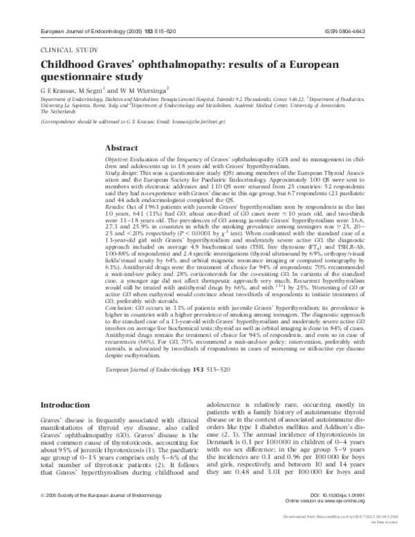 (PDF) Childhood Graves’ ophthalmopathy: results of a European ...