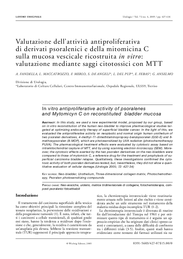 (PDF) In vitro Antiproliferative Activity of Psoralenes and Mytomicyn C ...