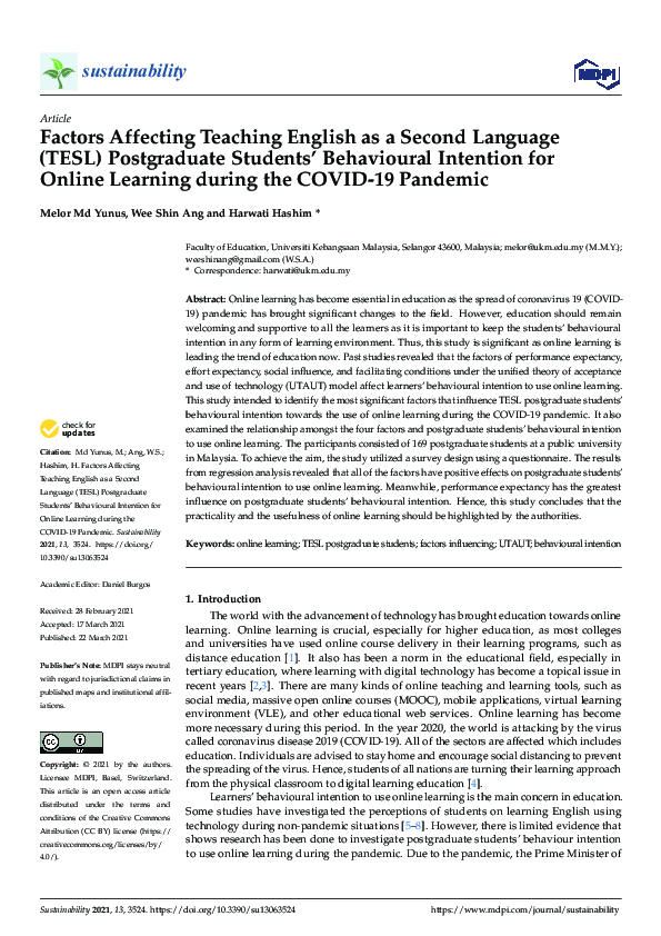 (PDF) Factors Affecting Teaching English as a Second Language (TESL ...