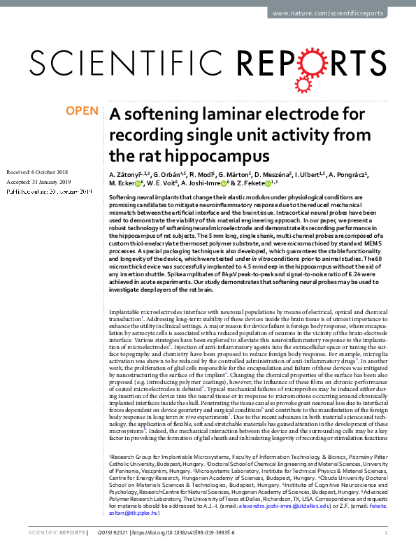 (PDF) A softening laminar electrode for recording single unit activity ...