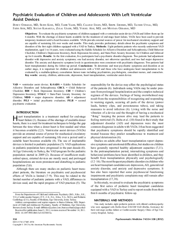 (PDF) Psychiatric Evaluation of Children and Adolescents With Left ...