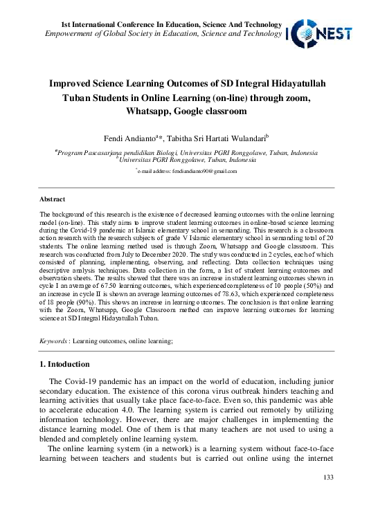 (PDF) Improved Science Learning Outcomes of SD Integral Hidayatullah ...