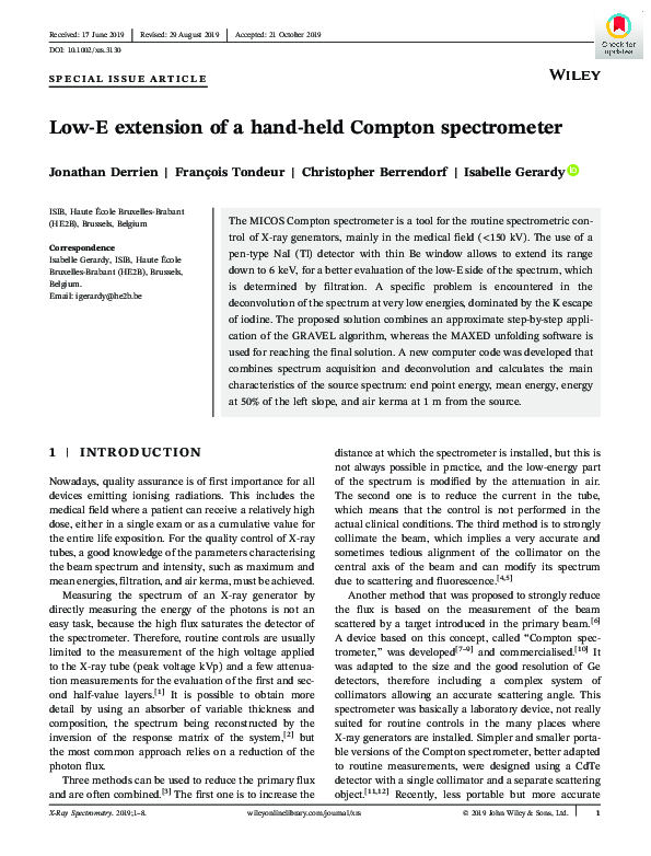 (PDF) Low‐E extension of a hand‐held Compton spectrometer