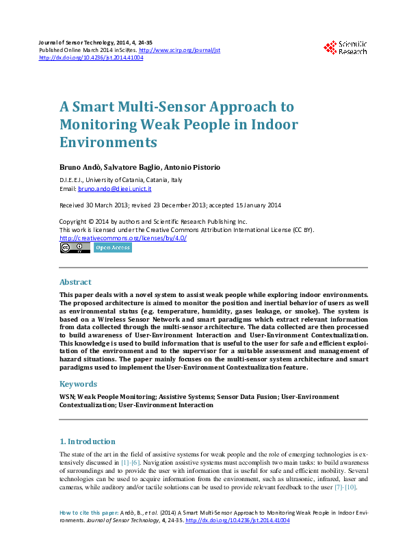 (PDF) A Smart Multi-Sensor Approach to Monitoring Weak People in Indoor ...