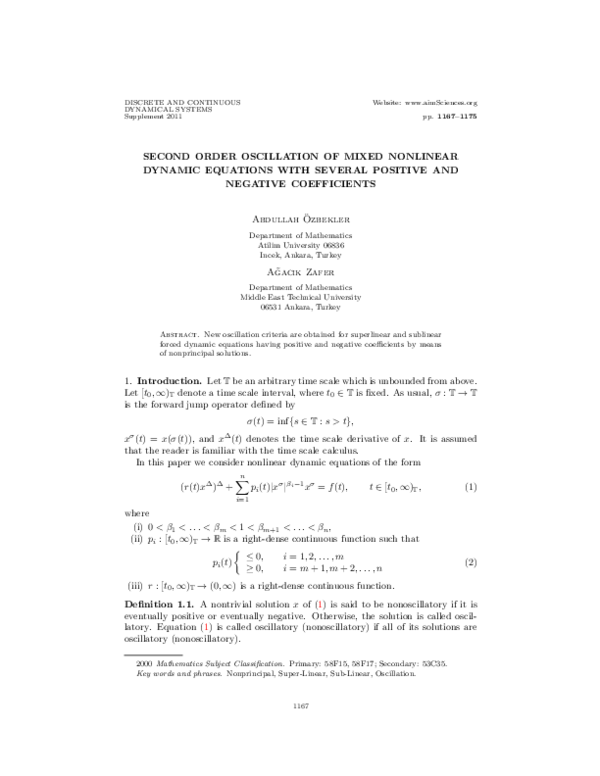 (PDF) Second order oscillation of mixed nonlinear dynamic equations ...