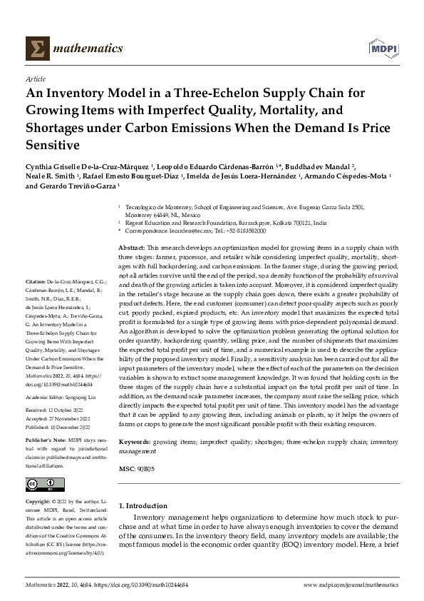 (PDF) An Inventory Model in a Three-Echelon Supply Chain for Growing ...