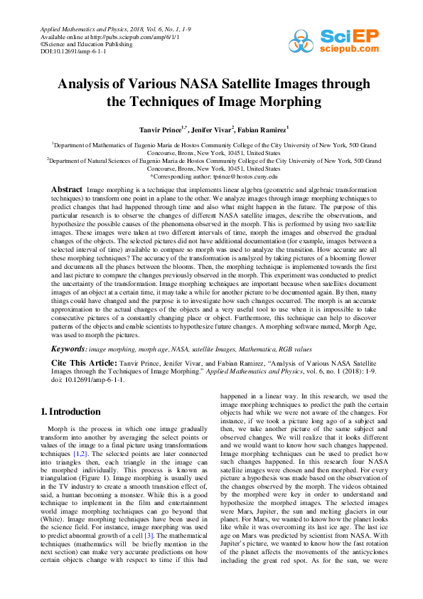 (PDF) Analysis of Various NASA Satellite Images through the Techniques ...