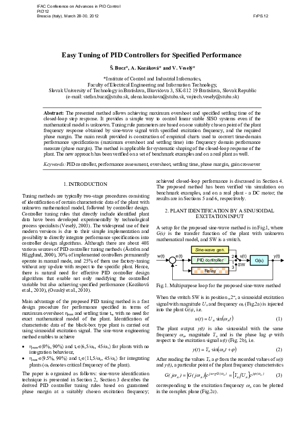 (PDF) Easy Tuning of PID Controllers for Specified Performance