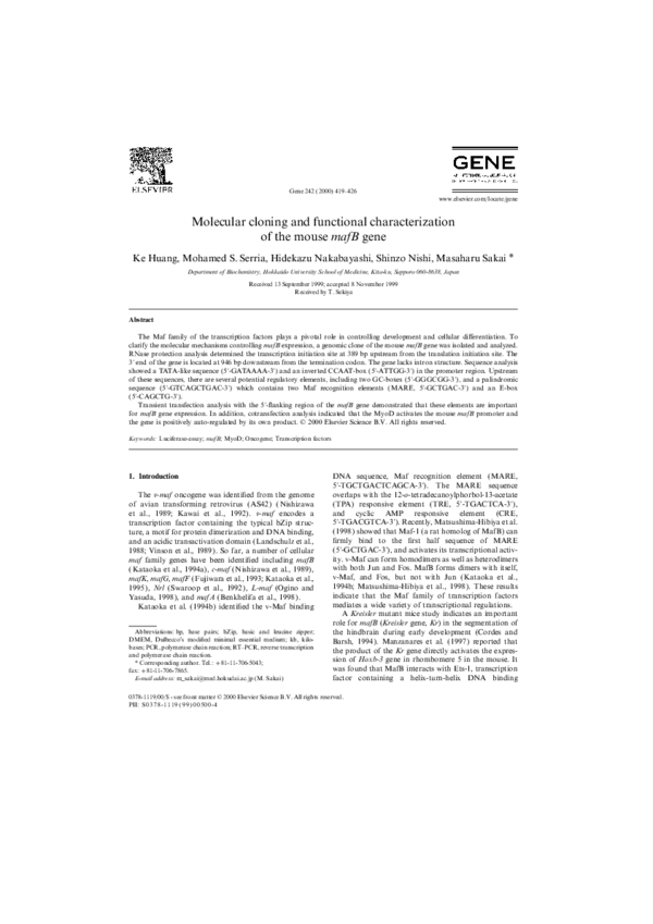 (PDF) Molecular cloning and functional characterization of the mouse ...