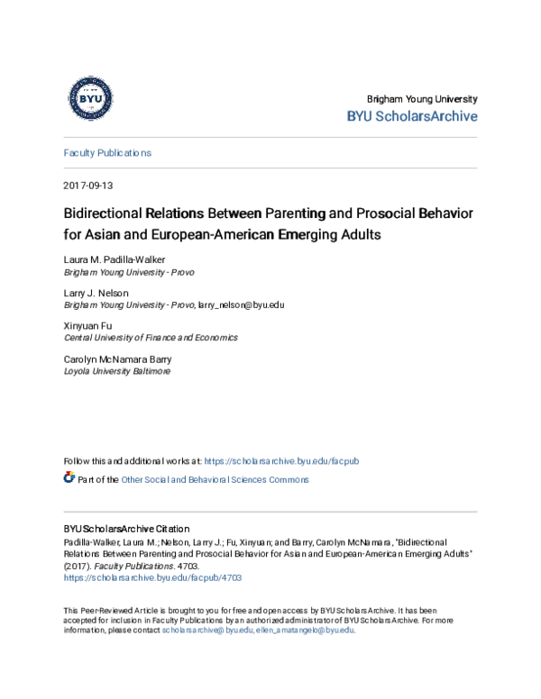 (PDF) Bidirectional Relations Between Parenting and Prosocial Behavior ...