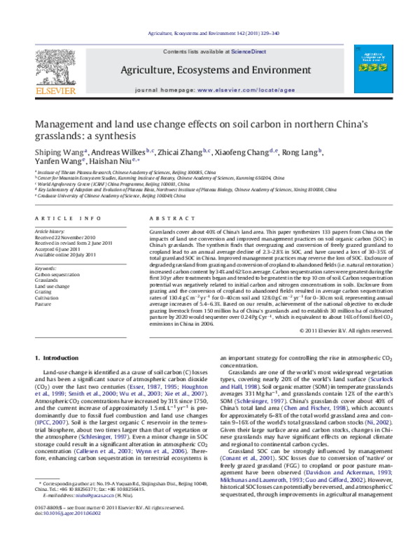 (PDF) Management and land use change effects on soil carbon in northern ...