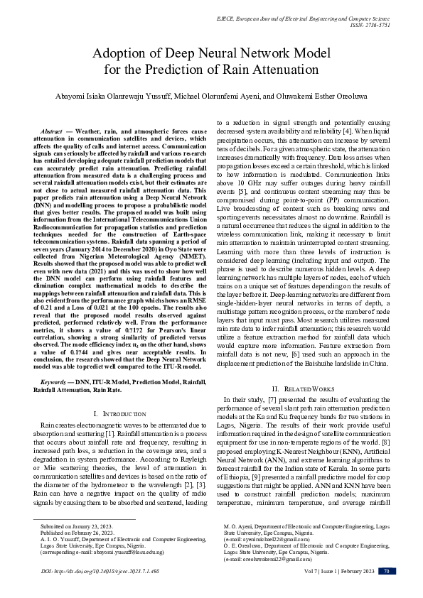(PDF) Adoption of Deep Neural Network Model for the Prediction of Rain ...