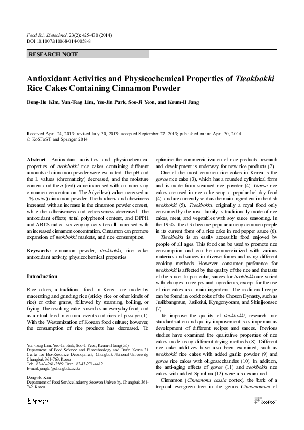 (PDF) Antioxidant activities and physicochemical properties of ...