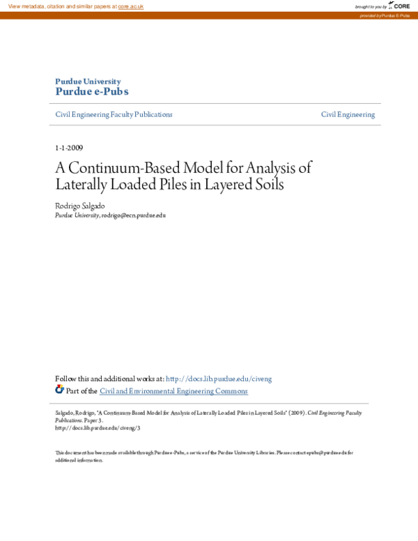 (PDF) A continuum-based model for analysis of laterally loaded piles in ...