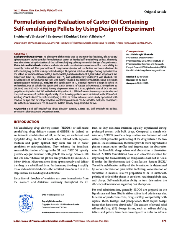 (PDF) Formulation and Evaluation of Castor Oil Containing Self ...