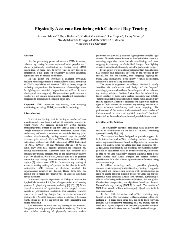 (PDF) Physically Accurate Rendering with Coherent Ray Tracing