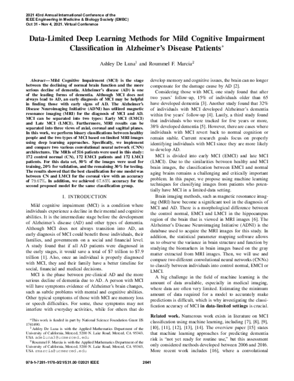 (PDF) Data-Limited Deep Learning Methods for Mild Cognitive Impairment ...