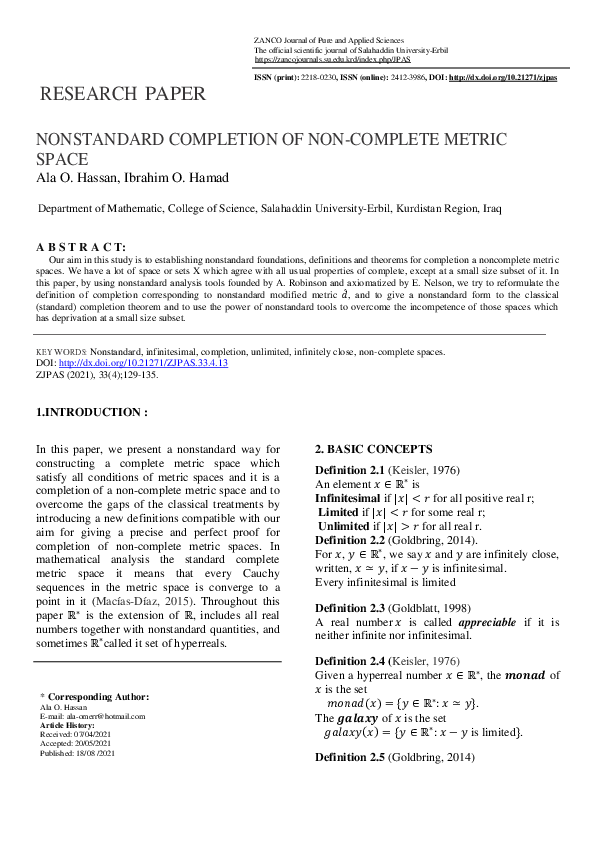  pdf nonstandard completion of non complete metric space