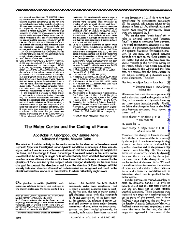 (PDF) The Motor Cortex and the Coding of Force