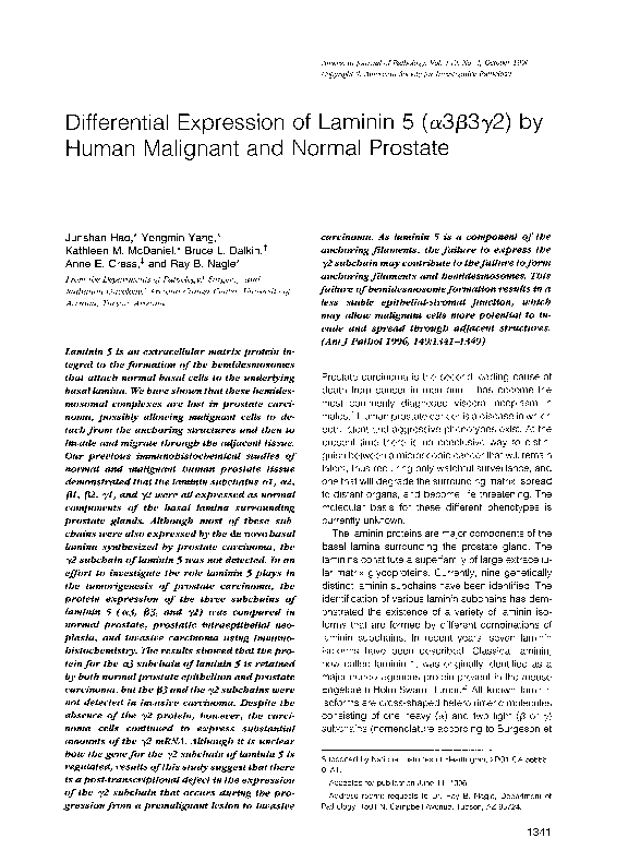 (PDF) Differential expression of laminin 5 (alpha 3 beta 3 gamma 2) by ...