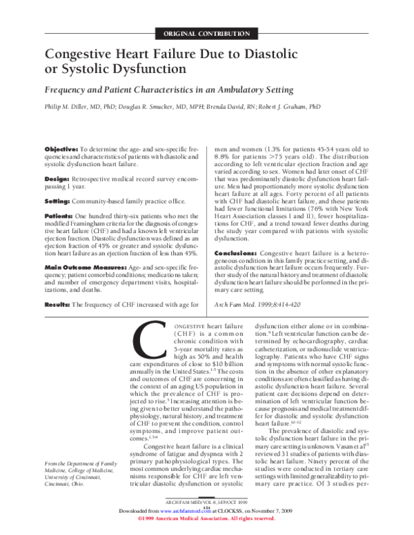 (PDF) Congestive Heart Failure Due to Diastolic or Systolic Dysfunction ...