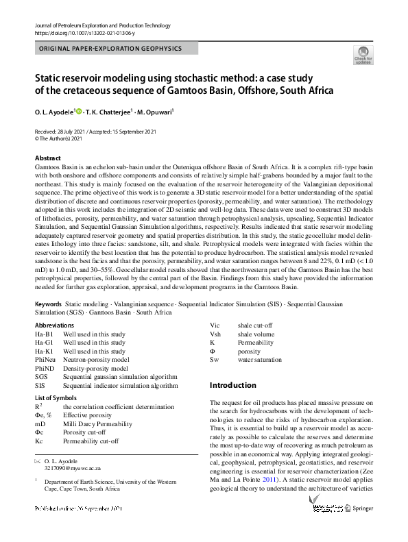 (PDF) Static reservoir modeling using stochastic method: a case study ...