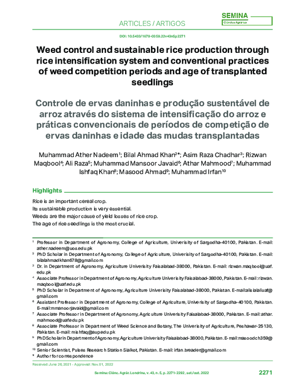(PDF) Weed control and sustainable rice production through rice ...
