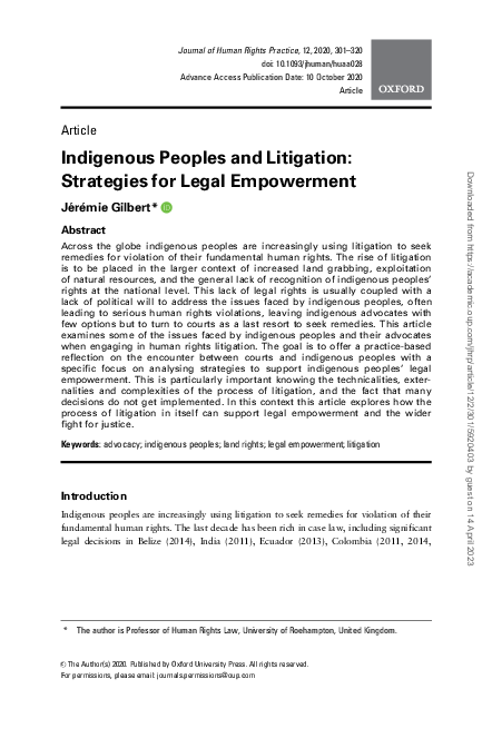 (PDF) Indigenous Peoples and Litigation: Strategies for Legal Empowerment